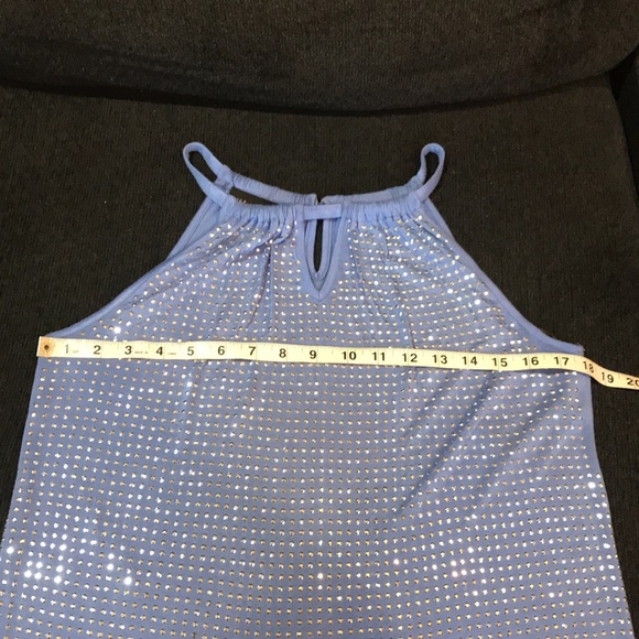 NWT Inc International Concepts Blue Top Shiny Grommets Front Halter Top—M - Picture 11 of 12